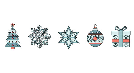Nordic Geometric Christmas Icon Set