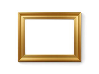 Gold rectangular frame mockup with blank center, styled in a bright minimalist setting.