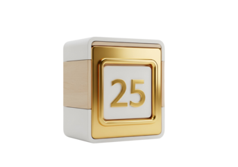 Golden calendar block with number 25