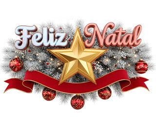 Merry Christmas Star Banner: Golden Festive Emblem.