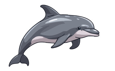 Realistic Cartoon Dolphin Isolated on WhitePrint
