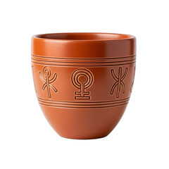 Polished terracotta Kikombe cha Umoja (Unity Cup) with traditional African symbols, perfect for Kwanzaa, Juneteenth, Black History Month, cultural heritage, and unity themes.