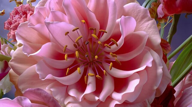 Hyperreal Pink Roses Bloom Under a Dreamy Purple Sky