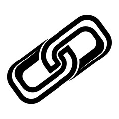 Black Glossy Link Chain Icon Symbolizing Connection, Hyperlink, SEO, Web URL, Security, Strength, and Collaboration for Digital and Business Concepts.