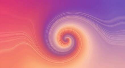 A swirling gradient background transitions from peachpink to purple with a spiral in the center