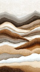 Obraz premium Abstract Mountain Landscape with Neutral Tones and Golden Glitter Accents Pixelated Style