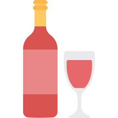 Red Wine Bottle and Glass with Transparent Background