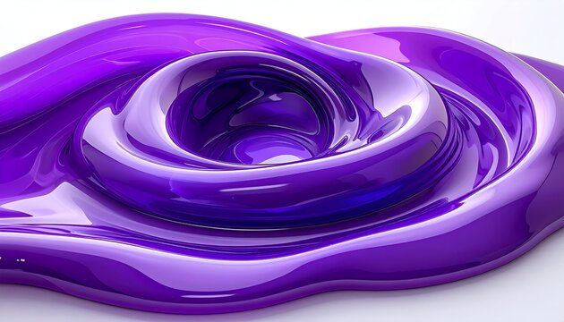 Glossy, amorphous, purple form with a central swirling vortex against a white background - Powered by Adobe