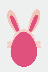 Minimalist Pink Easter Egg with Bunny Ears - Cute Vector Illustration