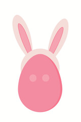 Cute Pink Easter Egg with Bunny Ears - Minimal Flat Vector Art
