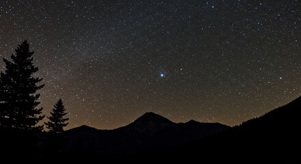 Fototapeta premium Majestic Mountain Silhouette Under Starry Night Sky