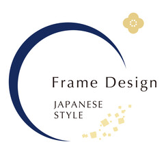 三日月と花の新年お正月フレーム　年賀状和風あしらいパーツアイコン	