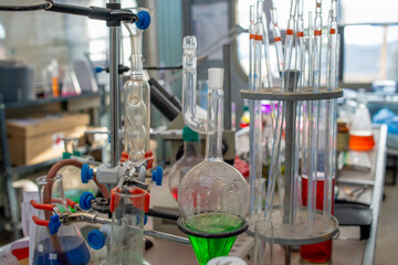 test tubes in a laboratory for scientific medical background