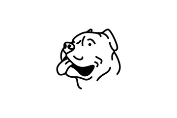 Bull dog icon or modern line symbol. Vector line art and icon design with light outline. Black and white Pixel Perfect minimalistic symbol isolated white background. Silhouette simple thin sign