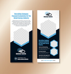 business standee roll up banner template design. collection poster design for  recruiting company processed exclusively on the retail energy industry. hexagon shape for photo space. © 1234design