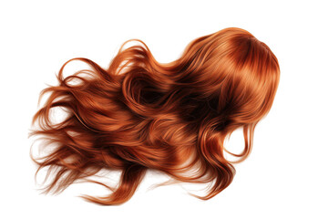 Naklejka premium A vibrant. flowing mane of long. wavy red hair displayed against a clean. white background. its glossy texture. suitable for beauty and fashion-related projects