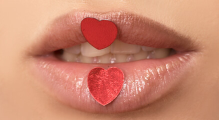 Valentine's day concept. Lips heart. Love concept. Female. Photo. Lips. Romantic