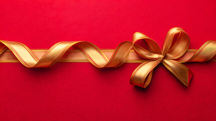 Elegant red gift box with luxurious golden ribbon