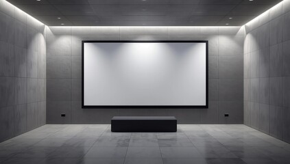 Fototapeta premium Empty education office room with big projection screen. 