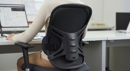 Person working at desk in modern office