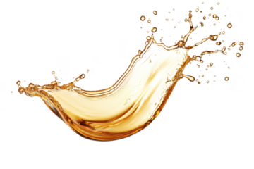 A dynamic splash of golden liquid captured mid-air. the fluid motion and color against a clean white backdrop. ideal for beverage promotions or creative designs