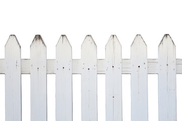A clean. white picket fence stands against a bright. clear sky. symbolizing suburban charm and tranquility. perfect for garden or home improvement themes