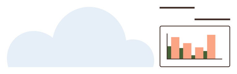 Cloud and bar chart emphasizing data storage, analytics, growth, and performance insights. Ideal for cloud computing, big data, technology, strategy, analytics business trends simple flat metaphor