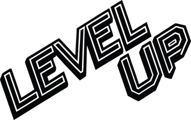 Stylized Level Up Text Isolated on White Background Illustration