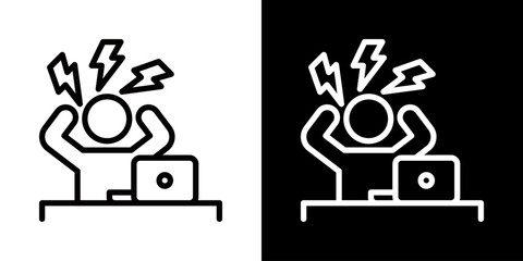 Stress  Icon Of Line Black And White Style\ 