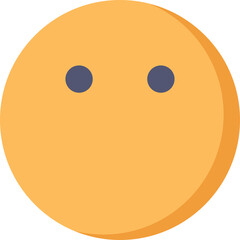 Simple Orange Circle Face Icon with Two Small Dark Eyes and Transparent Background Representing a Blank Expression or Neutral Emotion for Digital Use