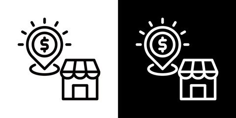 Market Position  Icon Of Line Black And White Style 