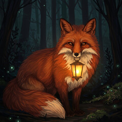 Lantern Fox Digital Painting