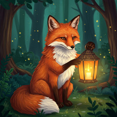 Lantern Fox Digital Painting
