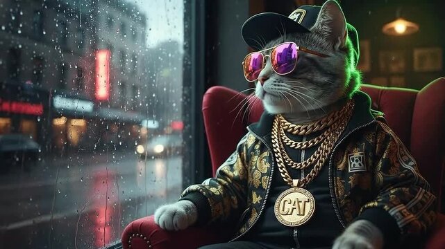 Cool Cat in the City A Rainy Day Vibe.