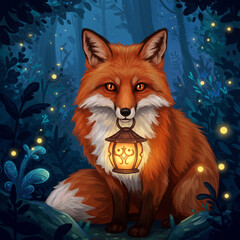 Lantern Fox Digital Painting