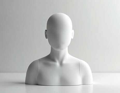 Minimalist white 3D avatar icon. Profile picture placeholder or representation. Suitable concept for design social media app digital identity. Human form mannequin design user interface concept. - Powered by Adobe