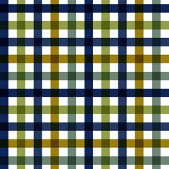 Seamless Plaid Pattern in Navy Blue, Olive Green, and Gold