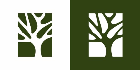 Tree logo icon, Garden plant natural symbols template. Tree of life branch with leaves business sign collection. Vector illustration. © popeye