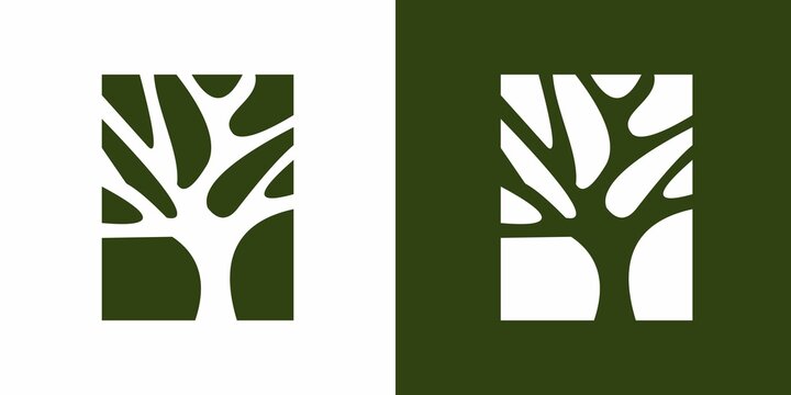 Tree logo icon, Garden plant natural symbols template. Tree of life branch with leaves business sign collection. Vector illustration.