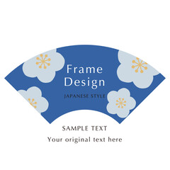 青い扇型の新年お正月フレーム　年賀状和風あしらいパーツアイコン	