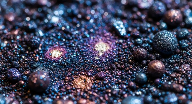 Macro glitter texture with bokeh spheres and cosmic shimmer. - Powered by Adobe