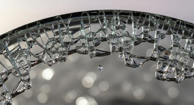 Macro of frozen soap bubble rim with crystals.