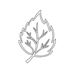 A simple black and white line drawing of a single leaf with veins, isolated on a white background.