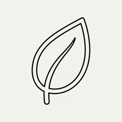 Simple outline drawing of a single leaf with a central vein on a light background.