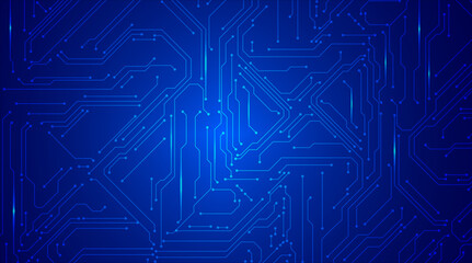 Glowing Blue Circuit Board Background. Bright blue circuit board pattern with glowing lines and modern tech connections.