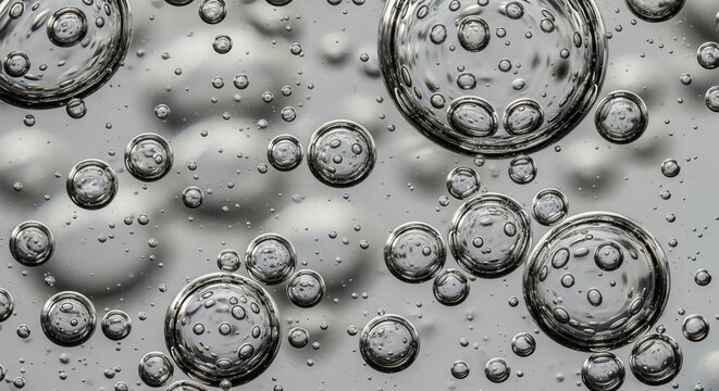 Monochrome macro bubbles in carbonated water background. - Powered by Adobe