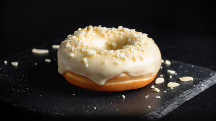 Delicious soft donuts coated in smooth chocolate glaze and topped with generous chocolate chunks, creating a rich and indulgent sweet treat.