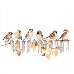 Watercolor birds illustration minimalistic 