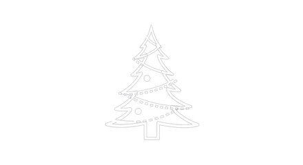 Fototapeta premium Minimal open line christmas tree outline on white background