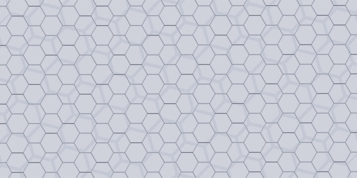 Seamless grey hexagon tile pattern. Honeycomb ceramic tiled texture for bathroom wall, kitchen floor, pool surface. Repeating mosaic grid background. Repeated light blue wallpaper. Vector backdrop